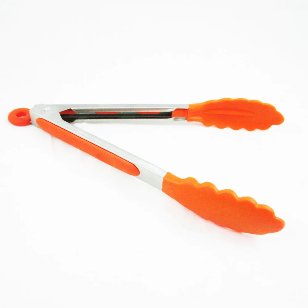 1 Kitchen Tong Food Grade Stainless Steel Silicone Locking Turner Kitchen Utensil