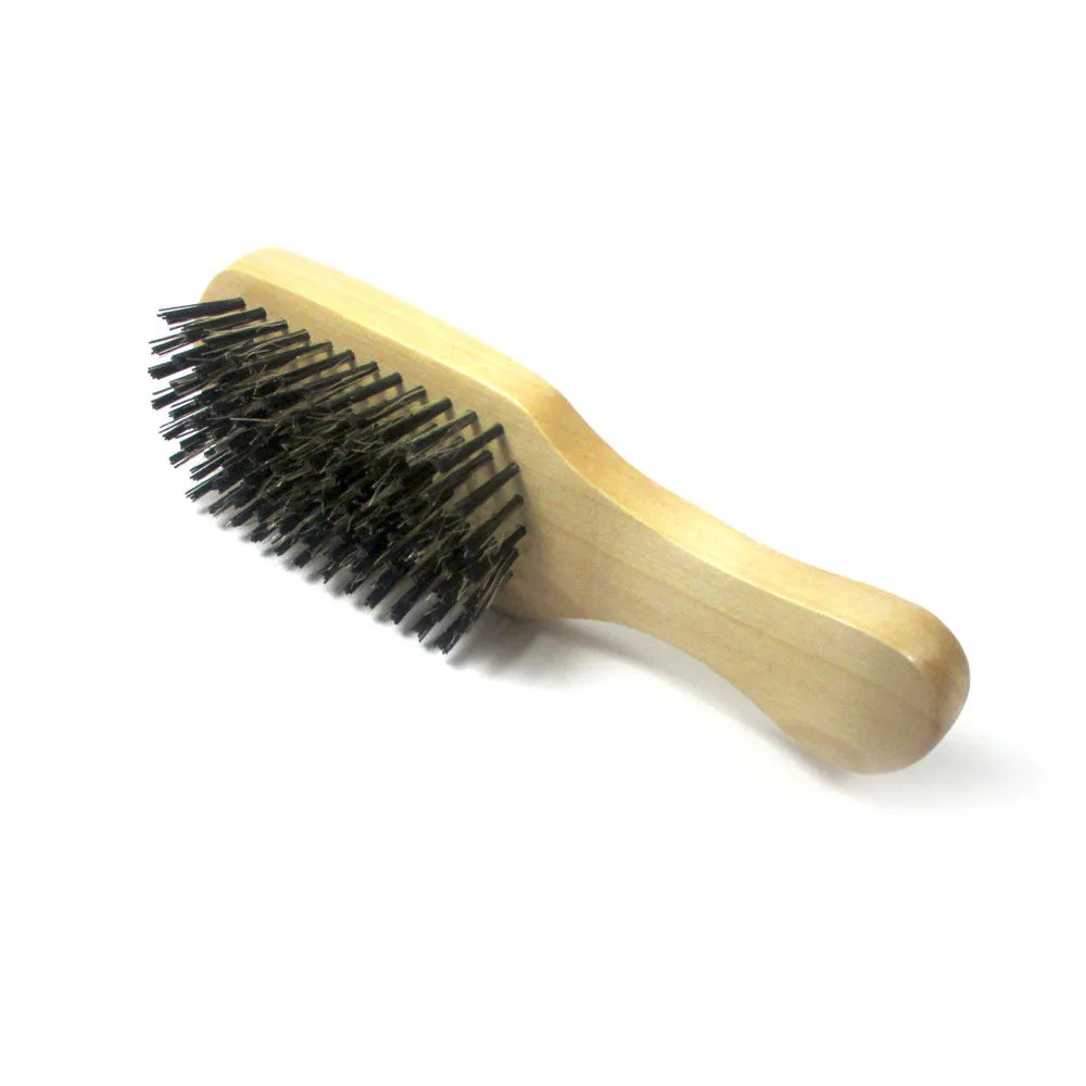 1 Men Boar Hair Brush Bristle Beard Mustache Soft Hard Palm Round Wood Handle