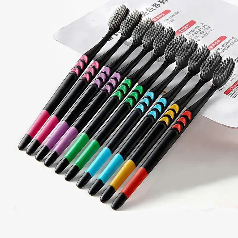 10 Piece Soft Bristle Bamboo Charcoal Toothbrush Set for Couples
