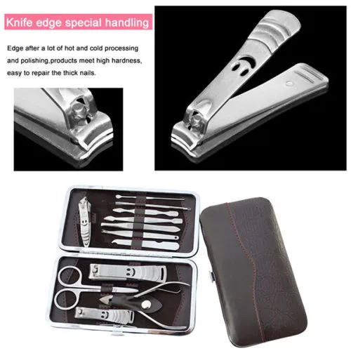 12 Pcs Set Manicure Pedicure Kit | Nail Clippers Professional Grooming Kit