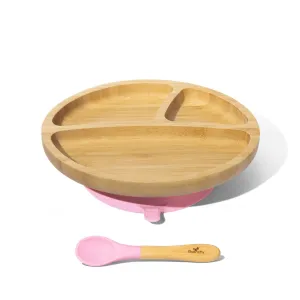 Avanchy Bamboo Toddler Plate & Spoon- Pink