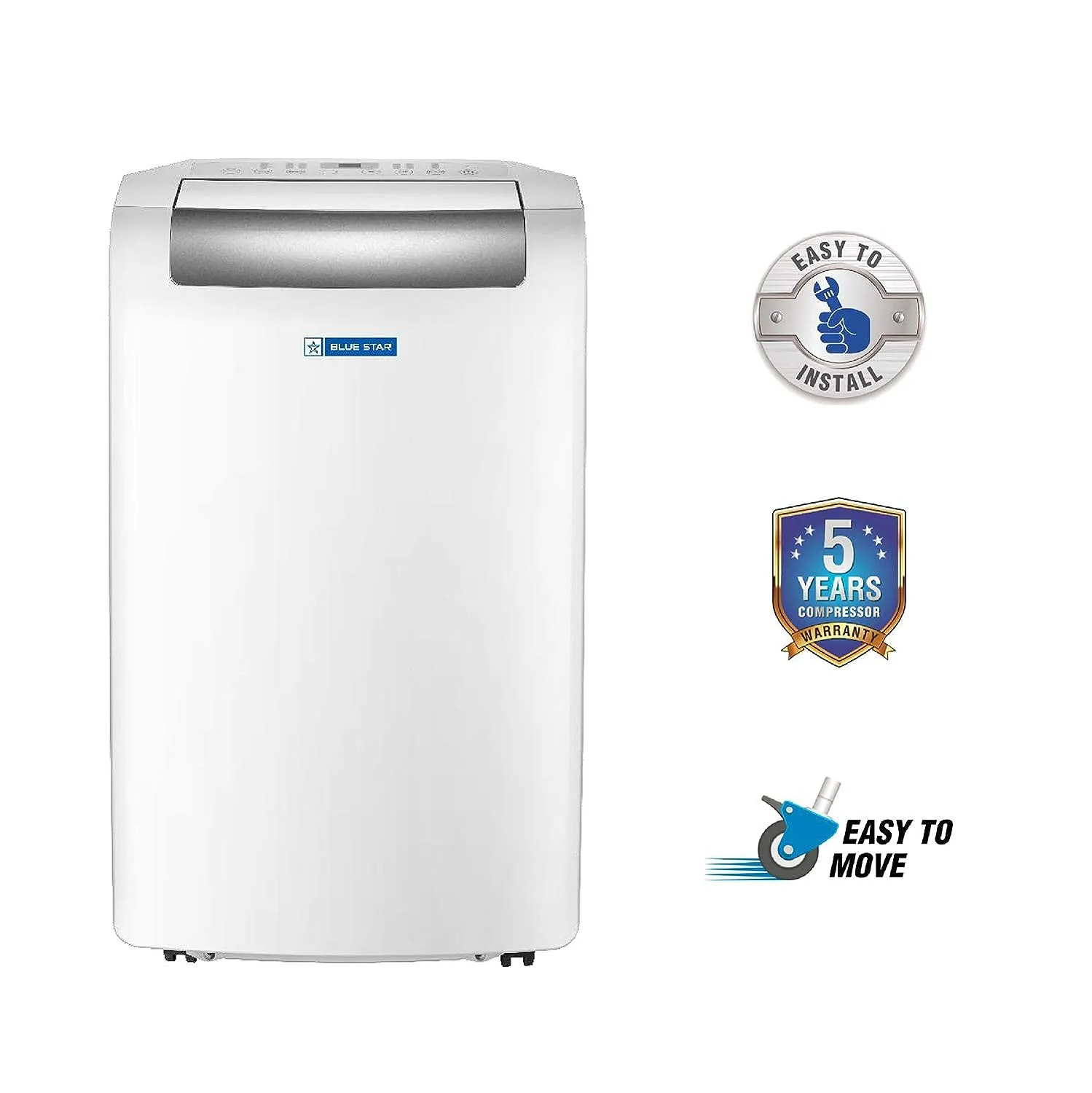 Blue Star PC12DB 1 Ton Fixed Speed Portable AC  Modes-Auto/Cool/Fan/Dry, Auto Mode, Remote Control Operations, Gold Fins, White