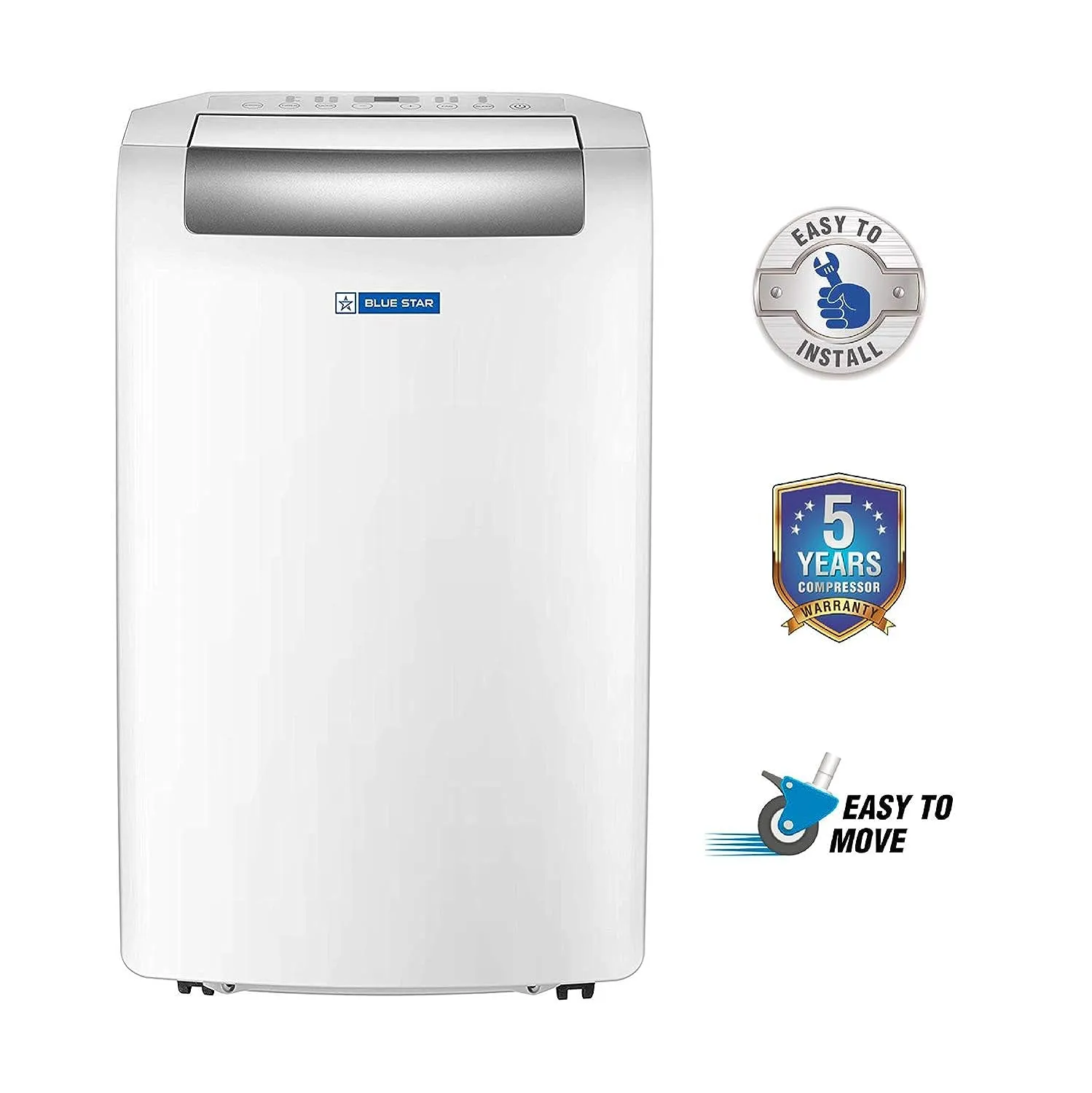 Blue Star PC12DB 1 Ton Fixed Speed Portable AC  Modes-Auto/Cool/Fan/Dry, Auto Mode, Remote Control Operations, Gold Fins, White