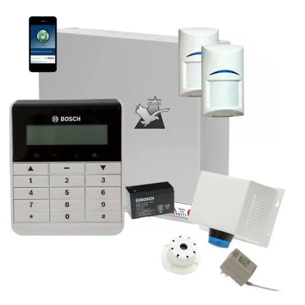 Bosch Solution 2000 Alarm System with 2 x Gen 2 PIR Detectors  Text Code pad IP