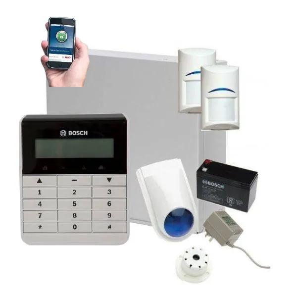 Bosch Solution 2000 Alarm System with 2 x Gen 2 PIR Detectors  Text Code pad IP
