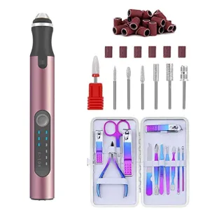 CGBE Electric Nail Drill Kit,Rechargeable Cordless Professional Nail File Machine and Manicure Set 12 Pcs
