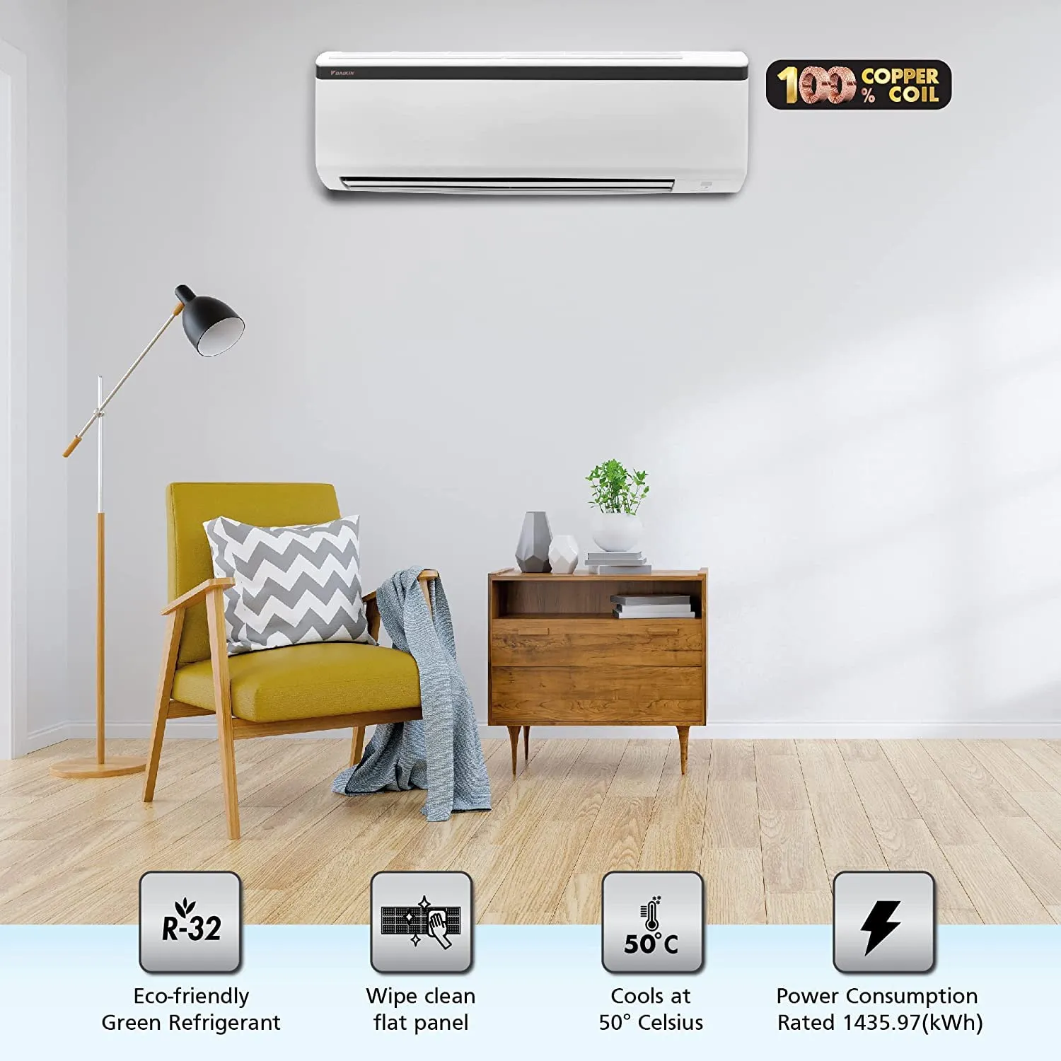 Daikin FTE60UV16U 1.8 Ton 1 Star Split AC   Copper Condenser