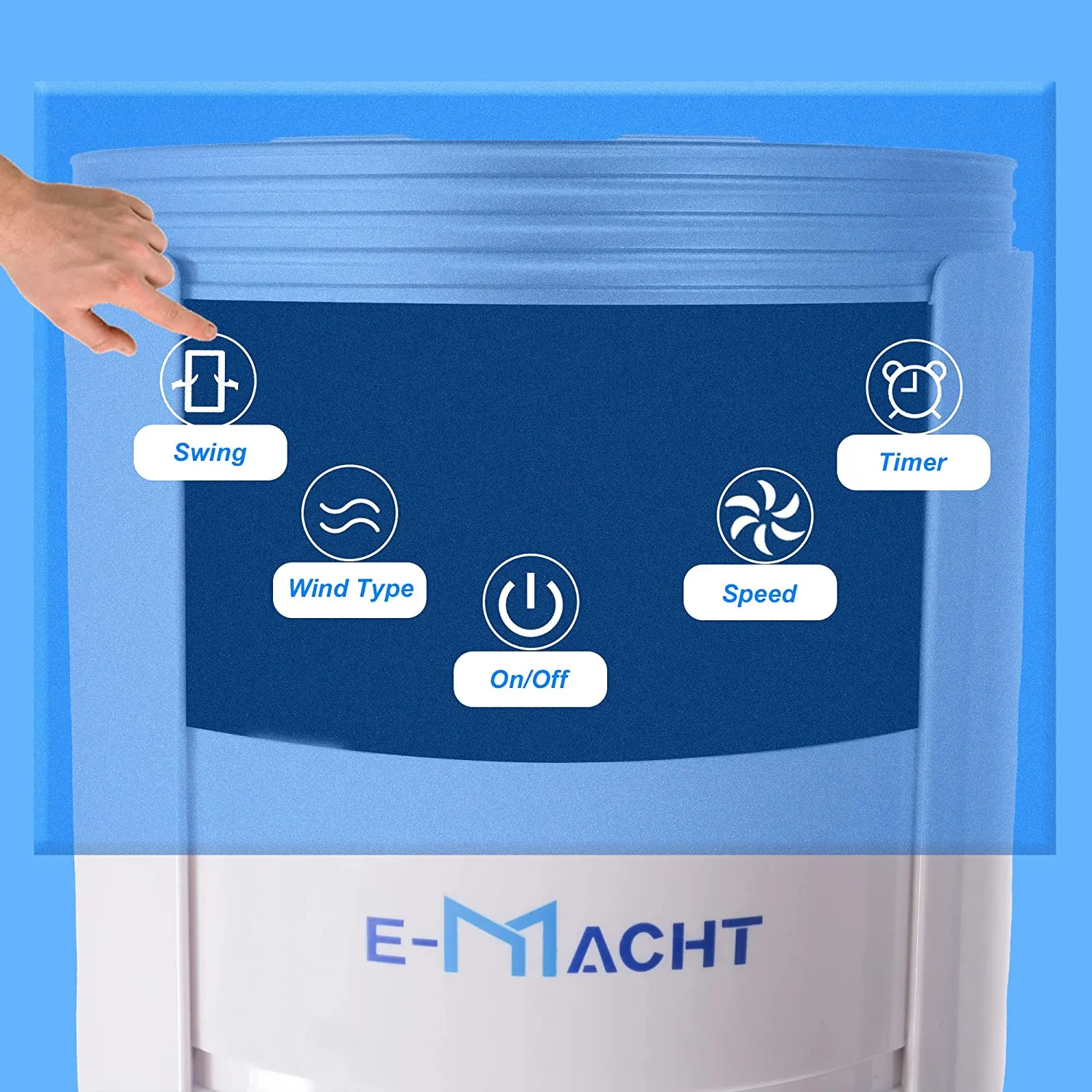 E-Macht 43" Electric Standing Bladeless Tower Fan with Remote, 3 Speed Setting & Auto-off Timer