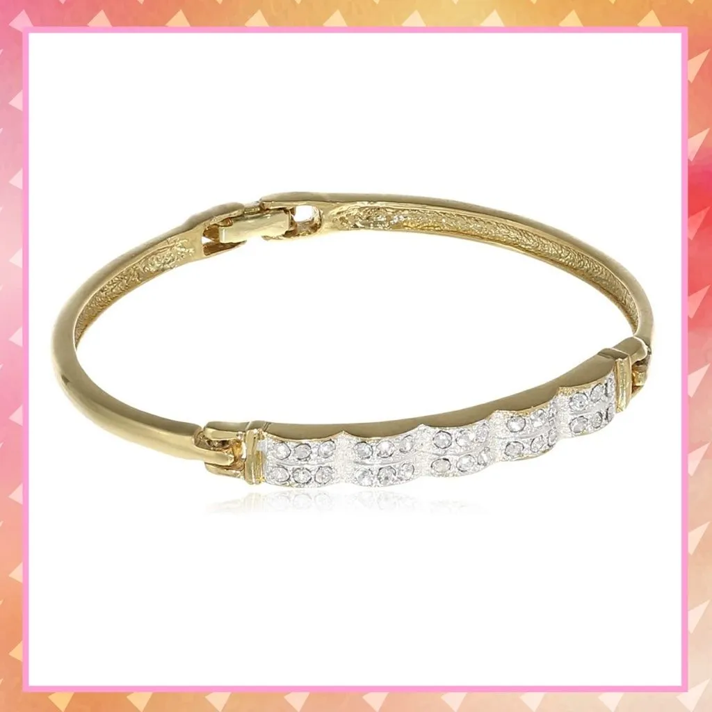 Estele Gold and Silver Plated Line Central Cuff Bracelet for women