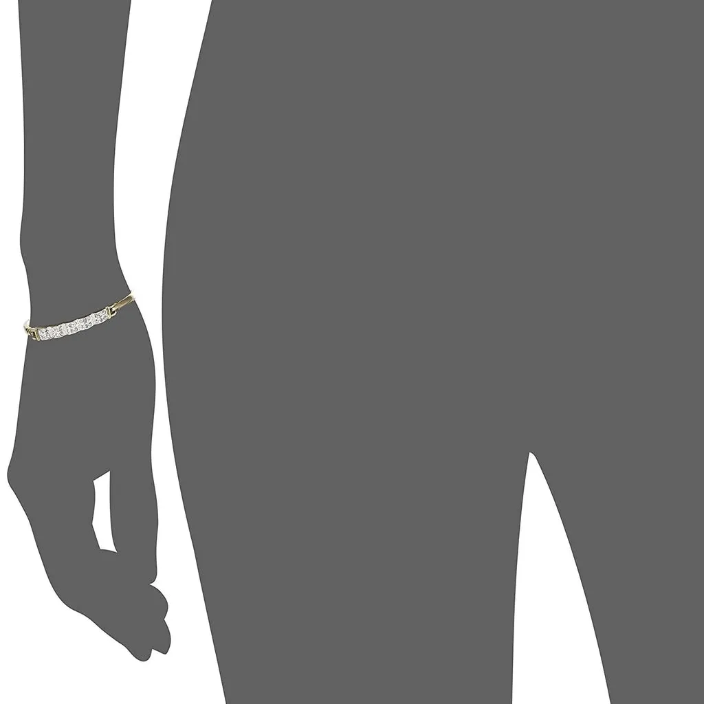 Estele Gold and Silver Plated Line Central Cuff Bracelet for women