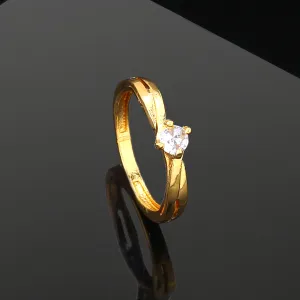 Estele Gold Plated CZ Solitaire Ring for Women(Non-Adjustable)