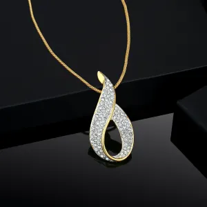 Estele Gold Plated Diamante Ribbon with Austrian Crystals Pendant for Women / Girls