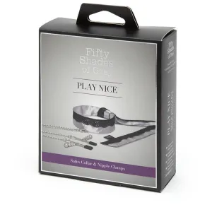 Fifty Shades of Grey Play Nice Satin and Lace Collar and Nipple Clamps****