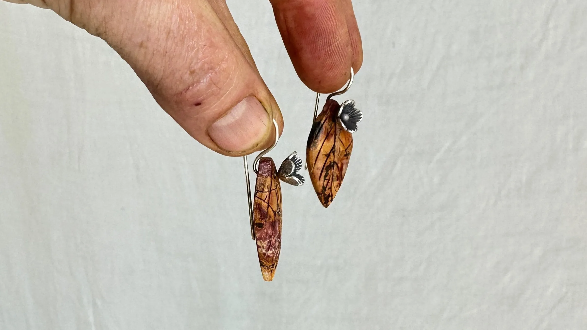 Jasper Leaf Earrings. Sterling Silver. Atelier Aadya. 2218