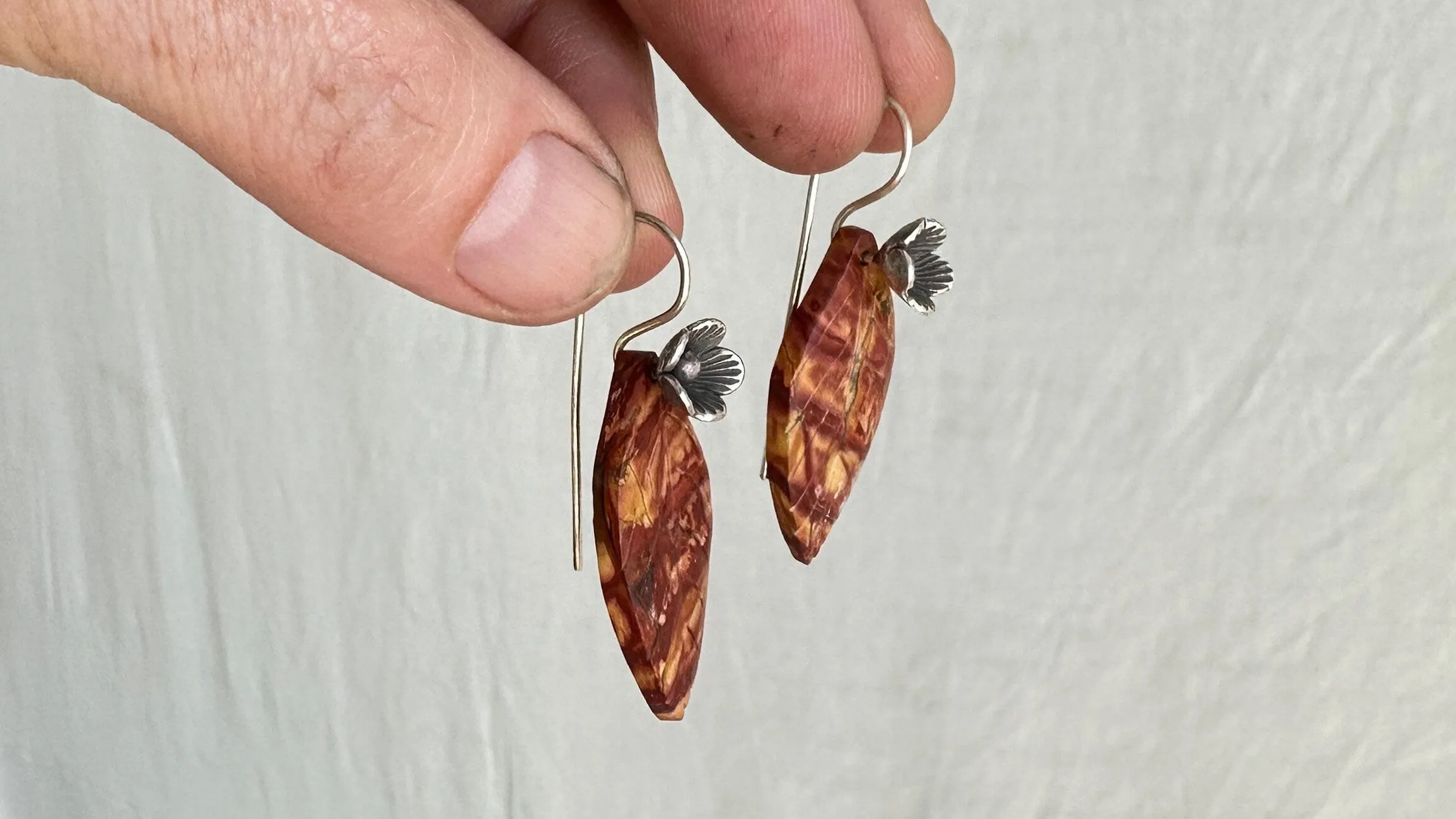 Jasper Leaf Earrings. Sterling Silver. Atelier Aadya. 2219