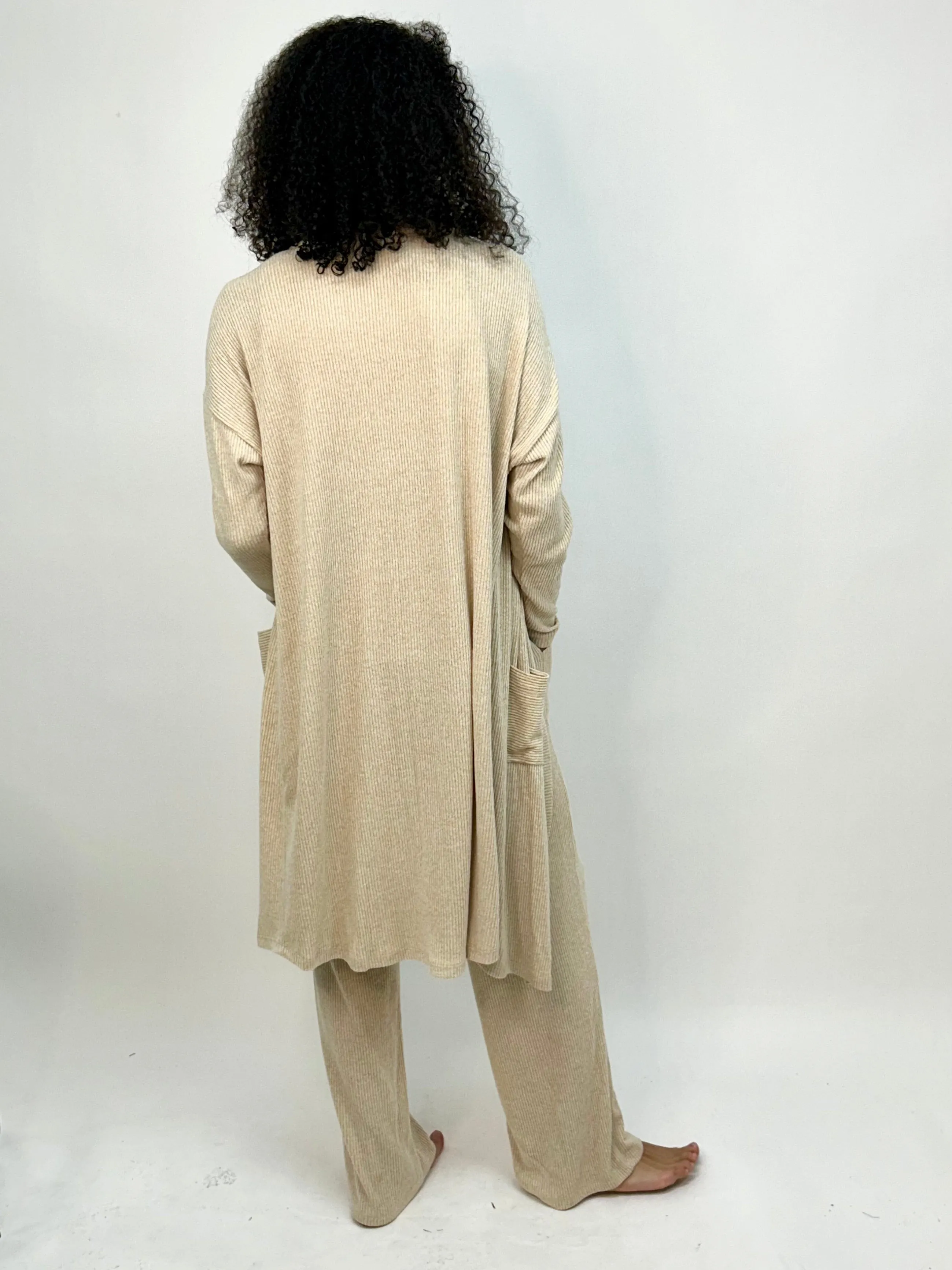 Oatmeal Cashmere Rib Cardigan