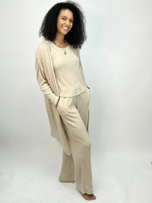 Oatmeal Cashmere Rib Cardigan