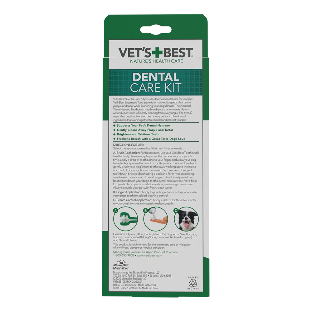 Vet's Best Dental Care Kit toothbrush and Gel for Dogs 1pc