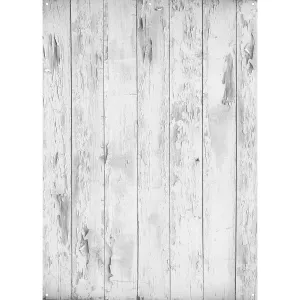 X-Drop Vinyl Backdrop – Light Gray Distressed Wood (5' x 7')